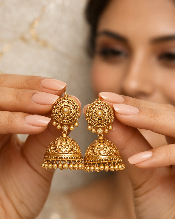 Earrings for Women Girls Traditional Golden Meenakari 1 gram Gold Plated Set Earring stylish Jhumki Earring Combo wedding indian fashion Jewellery