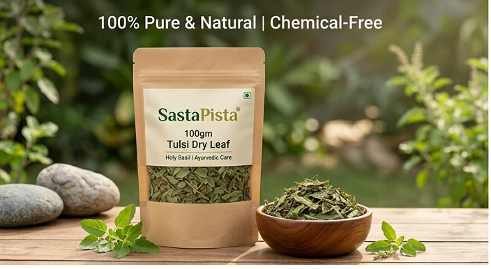 Tulsi Dry Leaf | Holy Basil | 100% Pure & Natural | Immunity Booster | Cough & Flu Relief | Ayurvedic Care | 100gm
