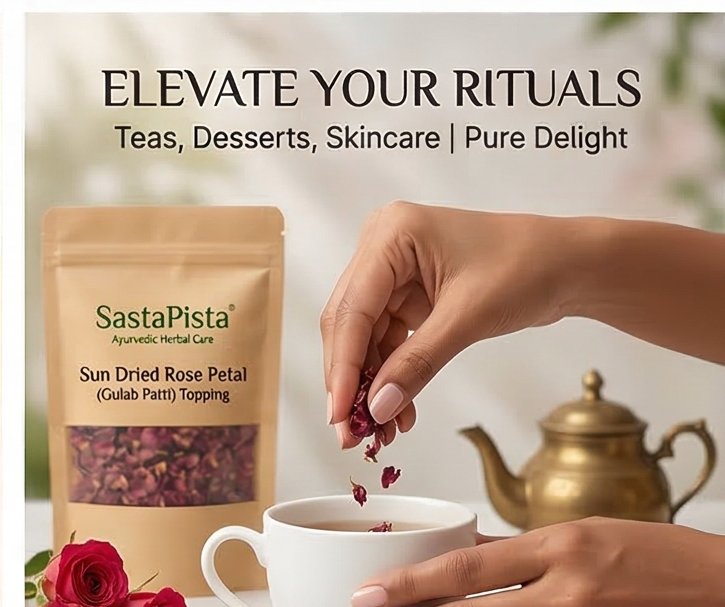 Naturals Sun Dried Rose Petal (Gulab Patti) Topping | 100% Pure & Natural | Teas, Desserts & Skincare | 50gm