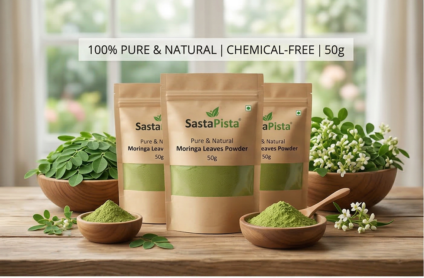 Pure & Natural Moringa Leaves Powder (Moringa Oleifera) | Immunity, Skin & Hair | Ayush Certified | 50g