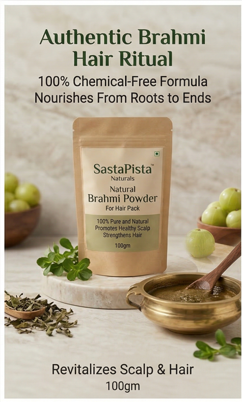 Natural Brahmi Powder for Hair Pack | 100% Pure & Chemical-Free | Ayurvedic Hair Care | 100gm