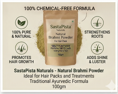 Natural Brahmi Powder for Hair Pack | 100% Pure & Chemical-Free | Ayurvedic Hair Care | 100gm