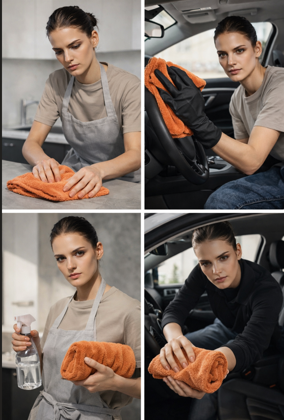 AURAFINE Pack of 3 Microfiber 600 GSM Multipurpose Cleaning Cloth - Kitchen Car Bike Wash Towel (30x40 CM)