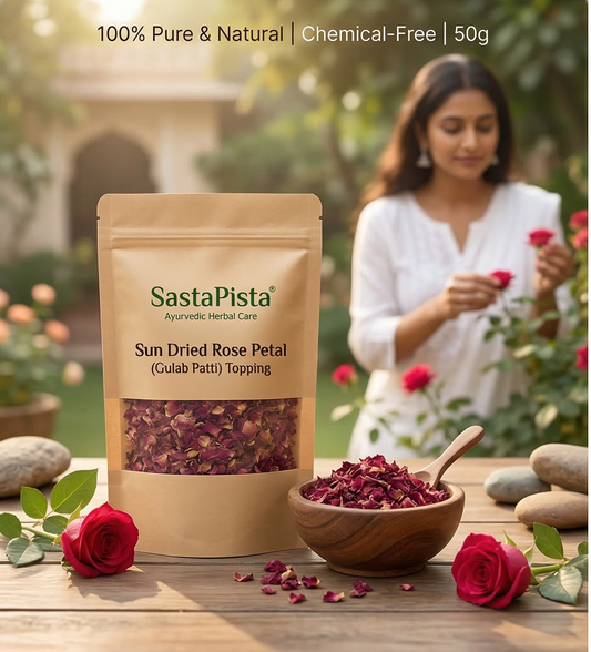 Naturals Sun Dried Rose Petal (Gulab Patti) Topping | 100% Pure & Natural | Teas, Desserts & Skincare | 50gm
