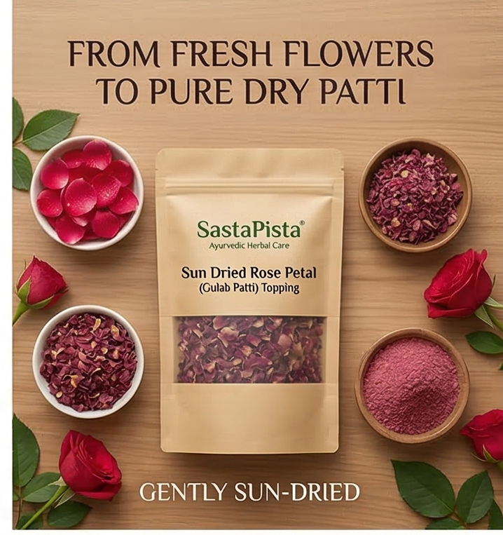 Naturals Sun Dried Rose Petal (Gulab Patti) Topping | 100% Pure & Natural | Teas, Desserts & Skincare | 50gm