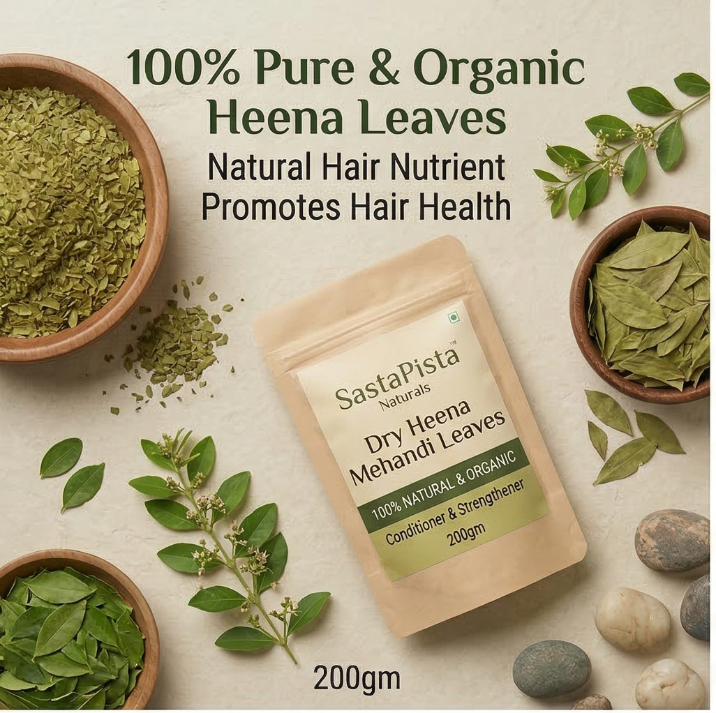 Naturals Dry Heena Mehandi Leaves | 100% Natural & Organic Rajasthani Whole Henna Leaves | Conditioner & Strengthener | 200gm