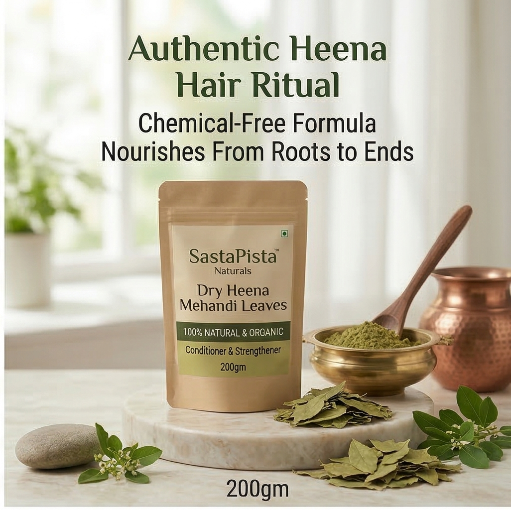 Naturals Dry Heena Mehandi Leaves | 100% Natural & Organic Rajasthani Whole Henna Leaves | Conditioner & Strengthener | 200gm