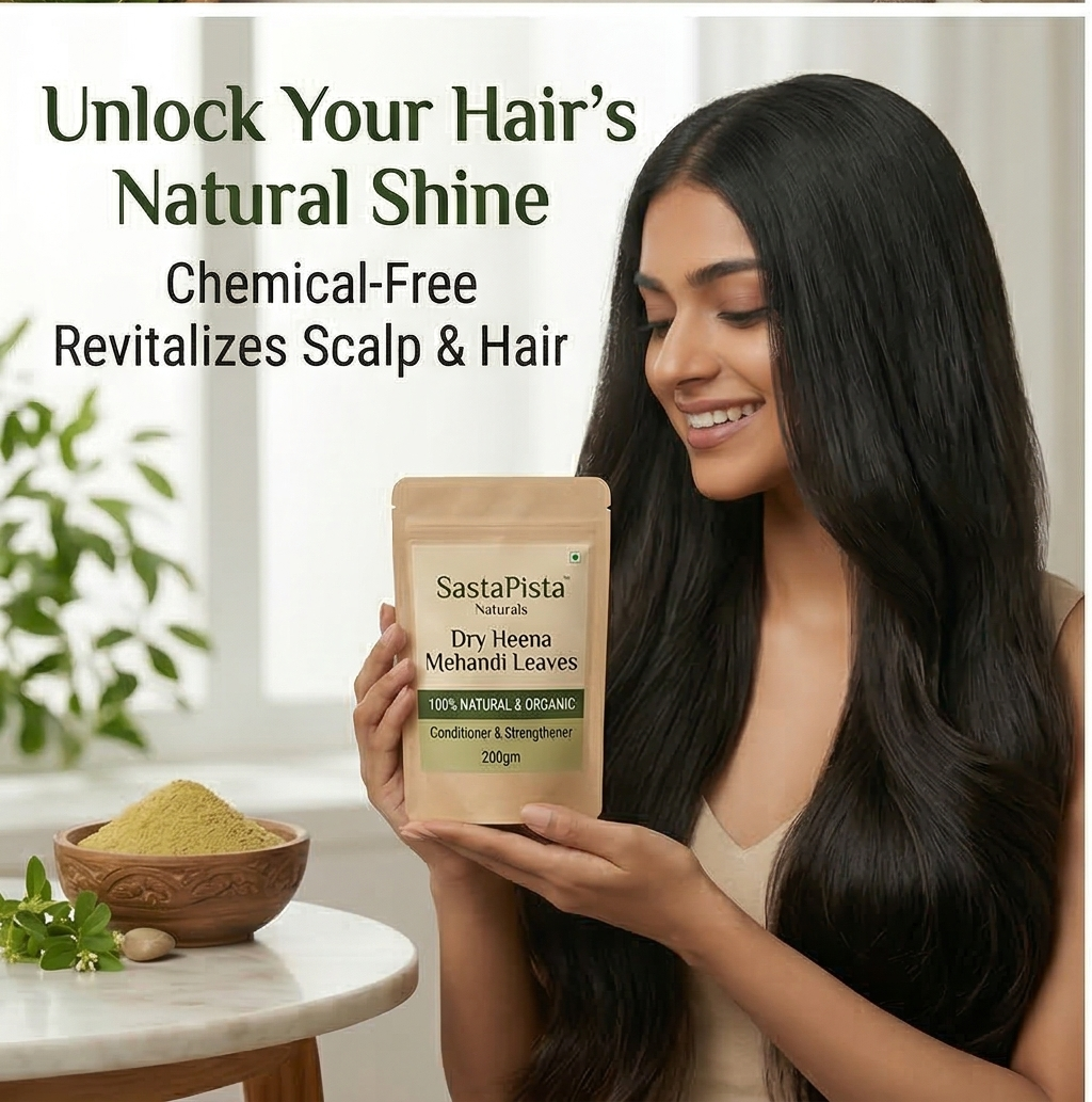 Naturals Dry Heena Mehandi Leaves | 100% Natural & Organic Rajasthani Whole Henna Leaves | Conditioner & Strengthener | 200gm
