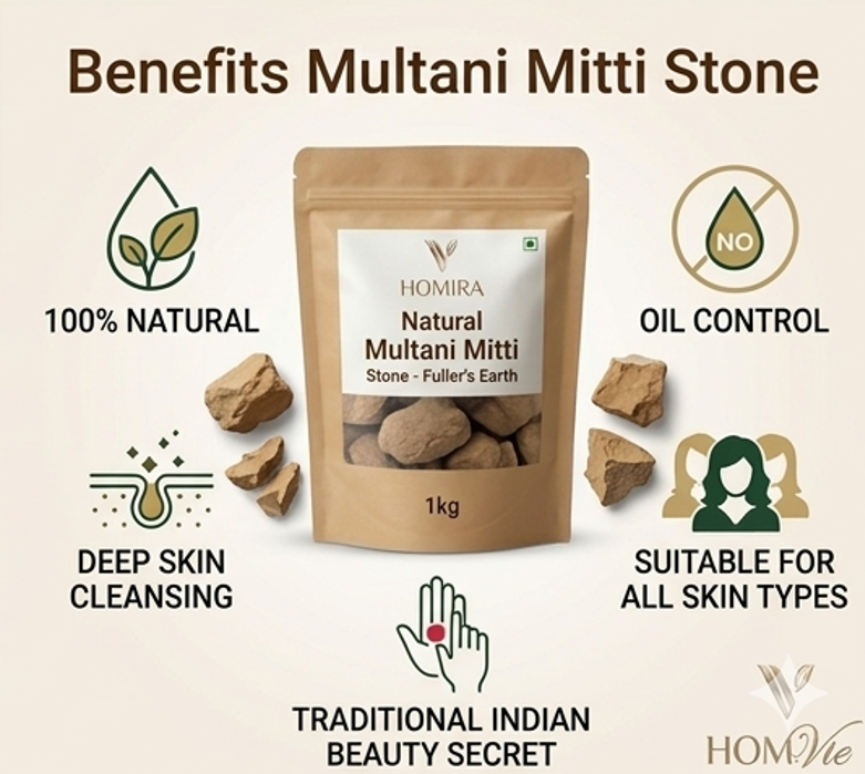Natural Multani Mitti Stone - Fuller's Earth Face Pack 1kg (1000gm)