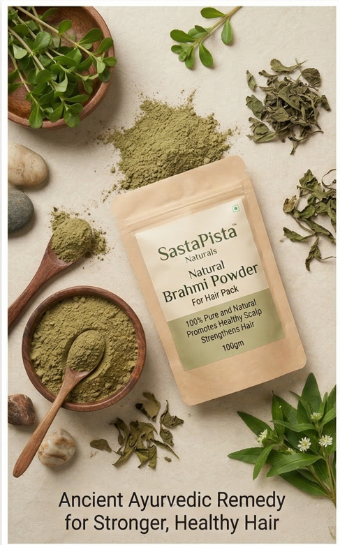 Natural Brahmi Powder for Hair Pack | 100% Pure & Chemical-Free | Ayurvedic Hair Care | 100gm