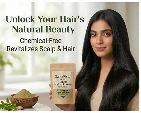 Natural Brahmi Powder for Hair Pack | 100% Pure & Chemical-Free | Ayurvedic Hair Care | 100gm