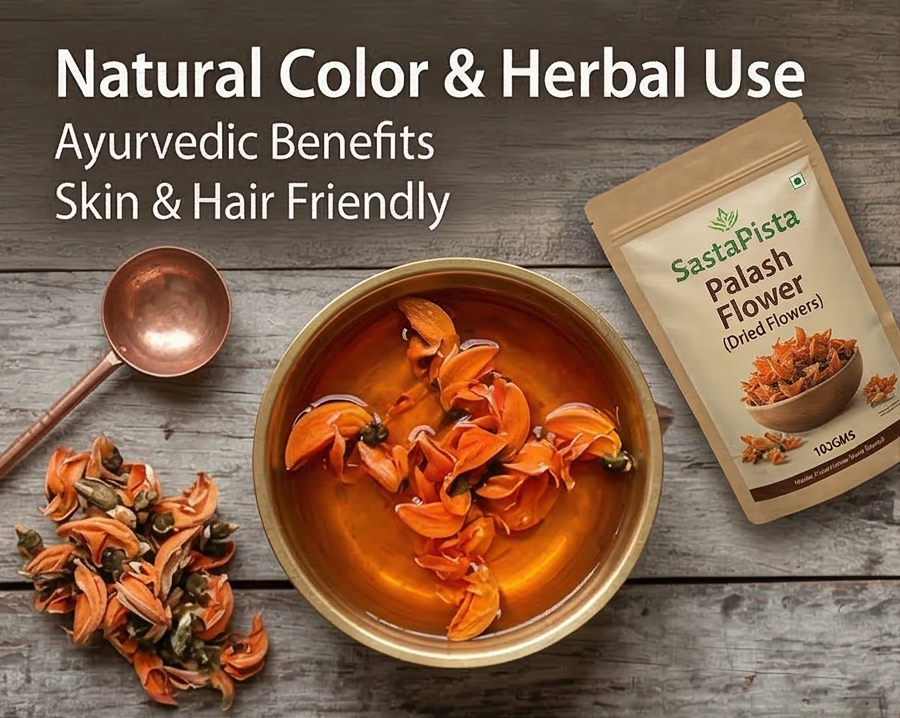 Natural Palash Flowers 100gm - Tesu ke Phool Dried - Kesuda Flowers - Organic Holi Color & Beauty Herb