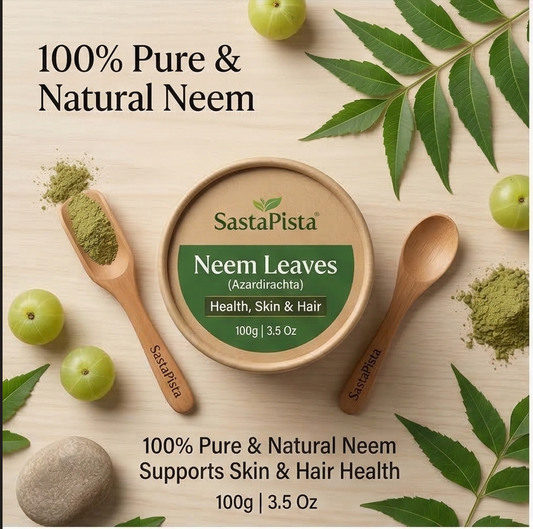 Pure & Natural Neem Leaves (Azadirachta) Powder for Health, Skin & Hair with Wooden Spoon | 100g