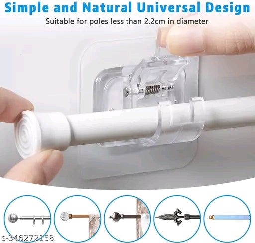 Pack of 4 Self-Adhesive Curtain Rod Holders, Wall Brackets, Towel Rods, Hook Holder
