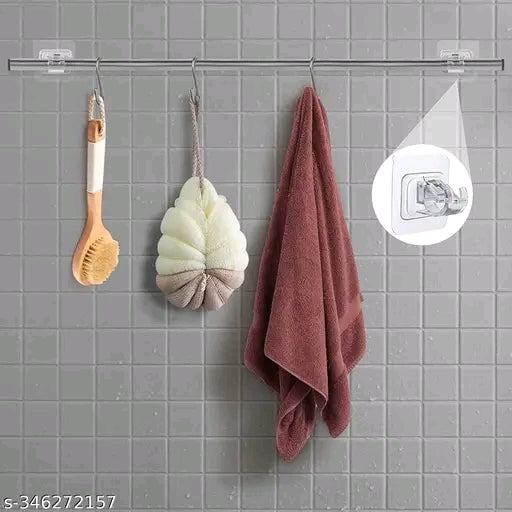 Pack of 4 Self-Adhesive Curtain Rod Holders, Wall Brackets, Towel Rods, Hook Holder