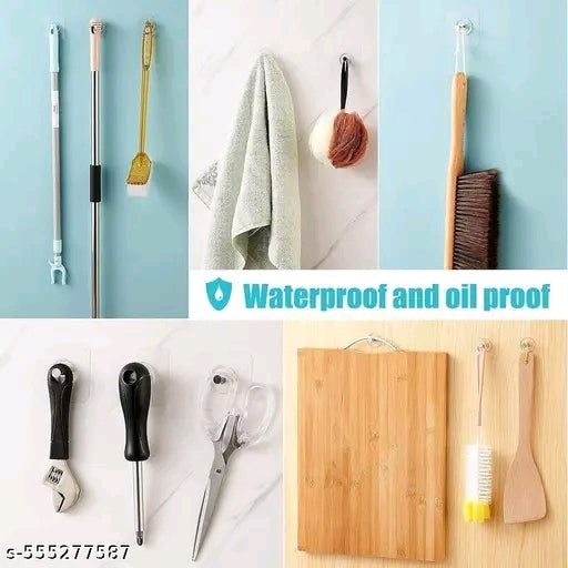 Adhesive Wall Hooks – Frame Hook – Combo Pack (10+10) – Heavy Duty – Nail Free Sticky Hooks with Stainless Steel Hooks for Kitchen, Bathroom, Towel and Ceiling– Pack of 20