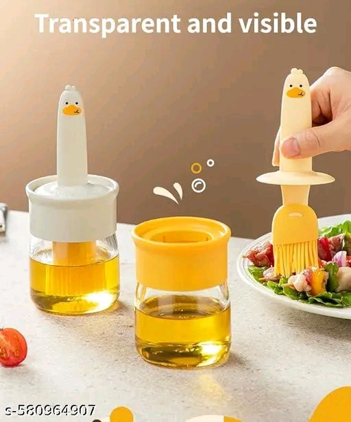 300ml Heavy Quality Plastic Oil Brush - 2 in 1 Oil Dispenser Bottle with Silicone Basting Brush