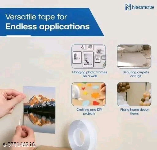 Double Sided Tape -3 Meter Multipurpose Double Sided Tape - Adhesive Tape, Heavy Duty, Heat Resistant, Multi-Functional, Removable, Washable, Anti-Slip Gel Nano Grip Tape (grip tape)