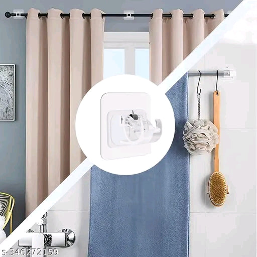 Pack of 4 Self-Adhesive Curtain Rod Holders, Wall Brackets, Towel Rods, Hook Holder