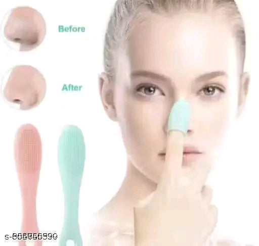Face Brush - 2 Pcs Silicone Face Cleaner Blackhead Remover Brush Cleanser Nose Pore Brush Finger Scrubber Tool