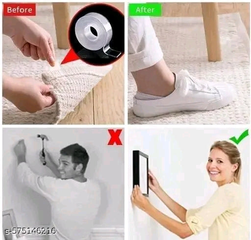 Double Sided Tape -3 Meter Multipurpose Double Sided Tape - Adhesive Tape, Heavy Duty, Heat Resistant, Multi-Functional, Removable, Washable, Anti-Slip Gel Nano Grip Tape (grip tape)