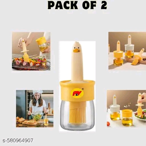 300ml Heavy Quality Plastic Oil Brush - 2 in 1 Oil Dispenser Bottle with Silicone Basting Brush