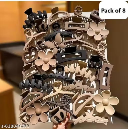 8 Pcs Strong Hold Clamps for Thick Thin Hair, Matte Nonslip Jaw Clips, Neutral Butterfly Claw, Styling, Ponytail Holder, Multicolor
